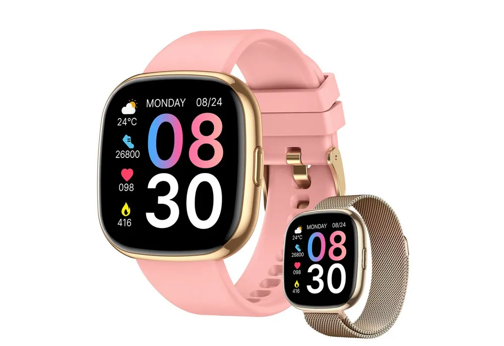 Zevelora Herren's und Damen's Telefonfunktion 300 mAh Akku IP68 Wasserdicht Smartwatch (1,72 Zoll, Android/iOS), Fitness Uhr mit 1,72" Display, Blutdruck, SpO₂ & 100+ Sportmodi
