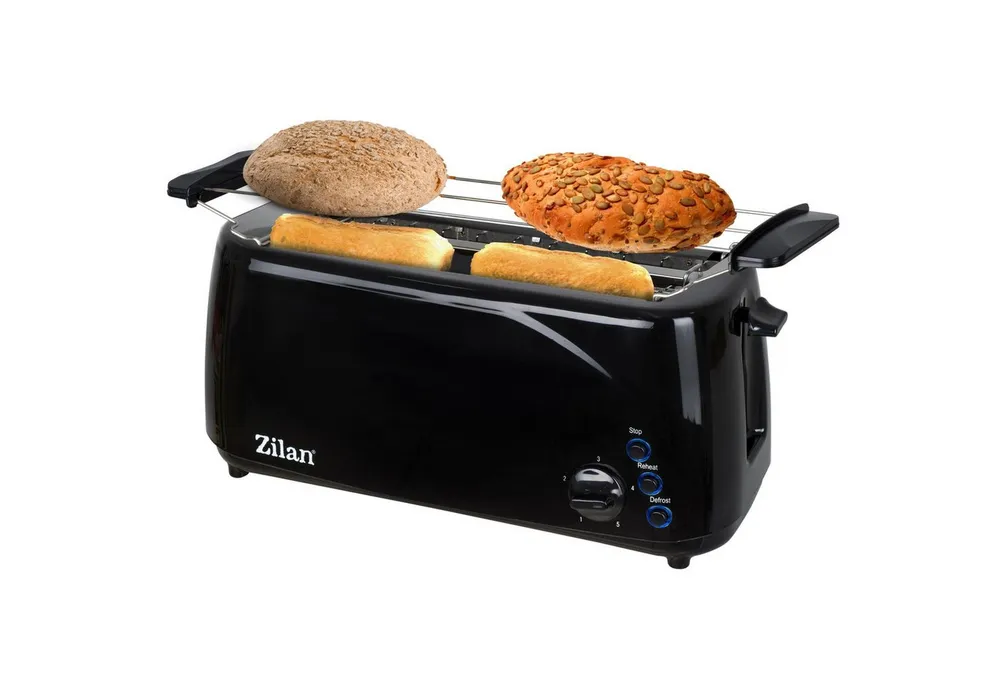 Zilan Toaster ZLN-2713, 2 lange Schlitze, für 4 Scheiben, 1400 W, mit Brötchenaufsatz