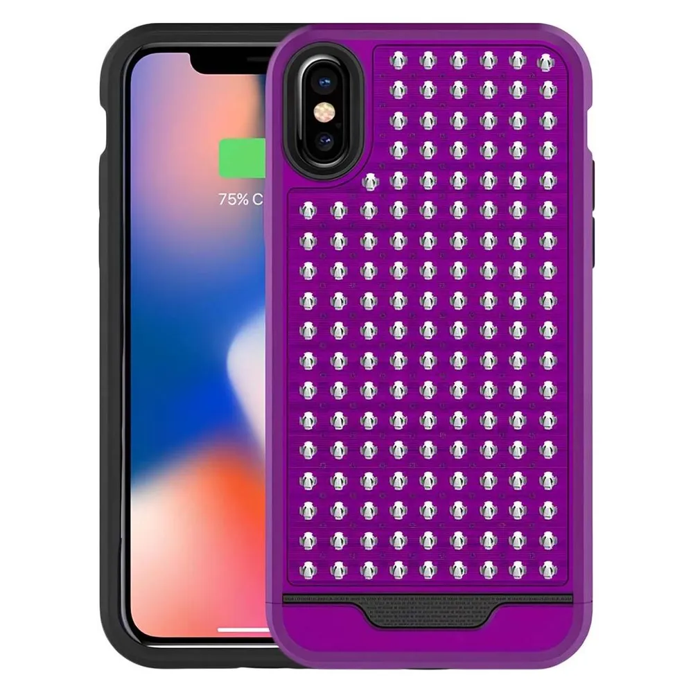 Zizo Star Diamond Hybrid Cover - iPhone X Hülle (Lila/Schwarz)