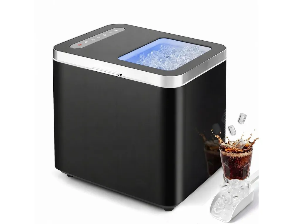 ZMH Eiswürfelmaschine 1,2L Tragbarer Mini Eiswürfelbereiter 14kg/24h Mit Selbstreinigung, Schnelle Eisproduktion, UV-Sterilisation & leiser Betrieb