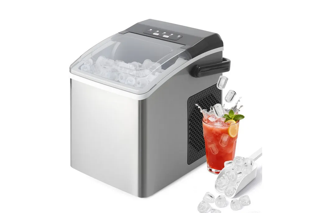ZMH Eiswürfelmaschine Eiswürfelmaschine 14kg/24h, 9 Eiswürfel in 6 Min, 1,3L, 6 Eiswürfel in 9 Min., 2 Größen, Selbstreinigung, leise