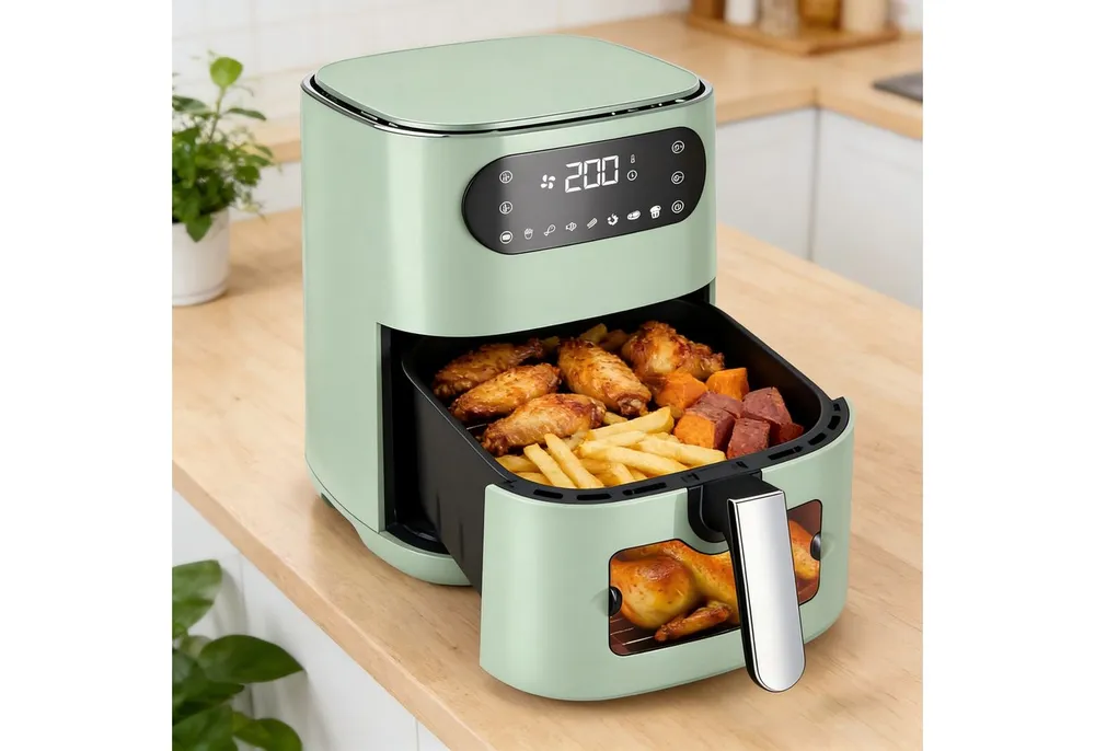 ZMH Heißluftfritteuse 6L Airfryer Einzelkorb Sichtfenster - 7 Garprogramme 11 Funktionen, 1500 W, Temperatur (80–200 °C) und Garzeit (bis zu 60 Minuten)