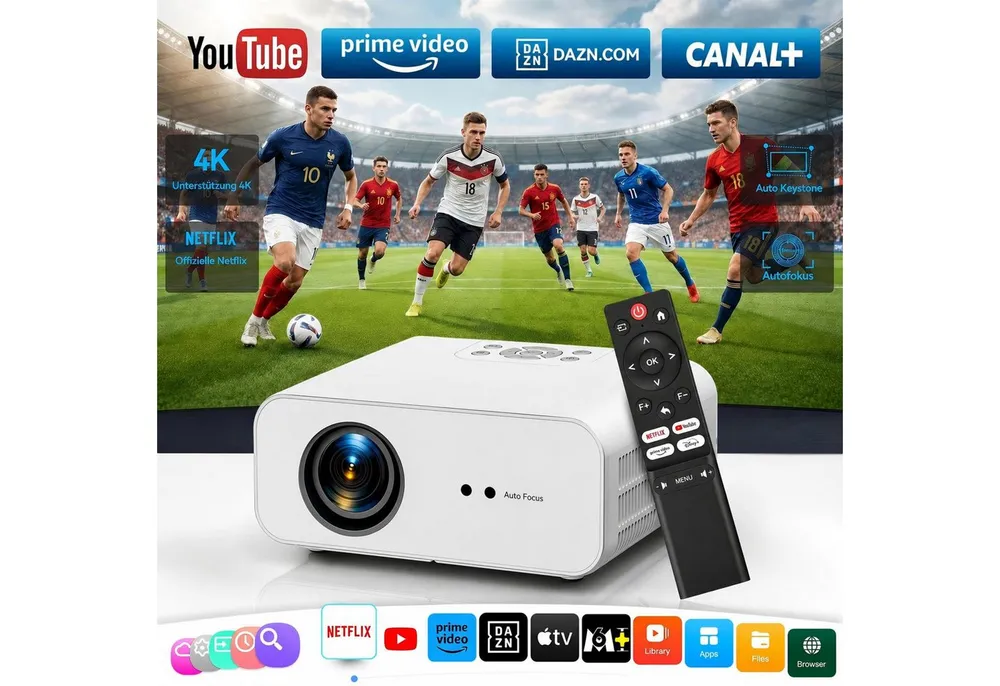 ZOOMCAT 2026 Neuer Smart Beamer 4K Heimkino mit Offiziell Netflix (Autofokus) Beamer (3840x2160 px, 700 ANSI,Auto Fokus, Auto Trapezkorrektur, Auto Hindernisvermeidung)