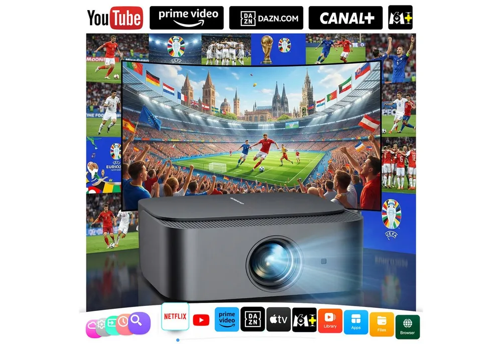 ZOOMCAT Beamer 4K Mit Netflix Zertifizierung 2026 Upgrade UHD Wifi6 Heimkino Beamer (25000 : 1, 3840x2160, 1920x1080 px, 600 ANSI,Elektrische Fokus)