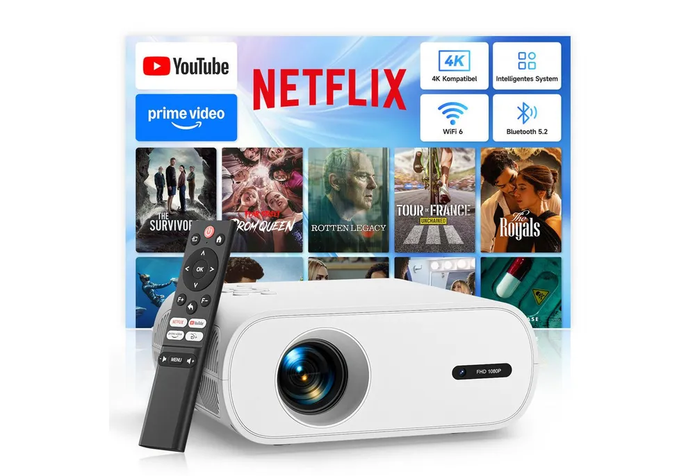 ZOOMCAT ZOOMCAT C10N Beamer 4K Mit Netflix Zertifizierung(Elektrischer Fokus) Beamer (20000 lm, 20000 : 1, 3840x2160, 1920x1080 px, Elektrische Fokussierung, 4D 4P elektronische Trapezkorrektur)