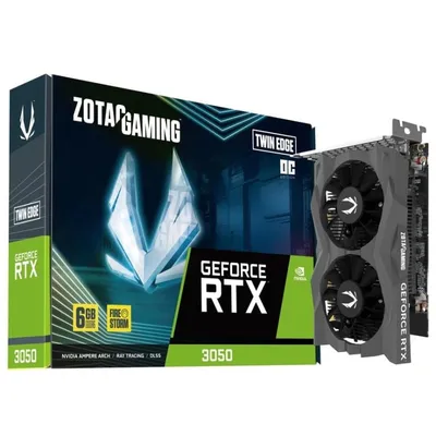 ZOTAC GAMING GEFORCE RTX 3050 6 GB TWIN EDGE OC GDDR6, 96 Bit, 1477/14000, HDCP, drei DP, HDMI, Lite Pack