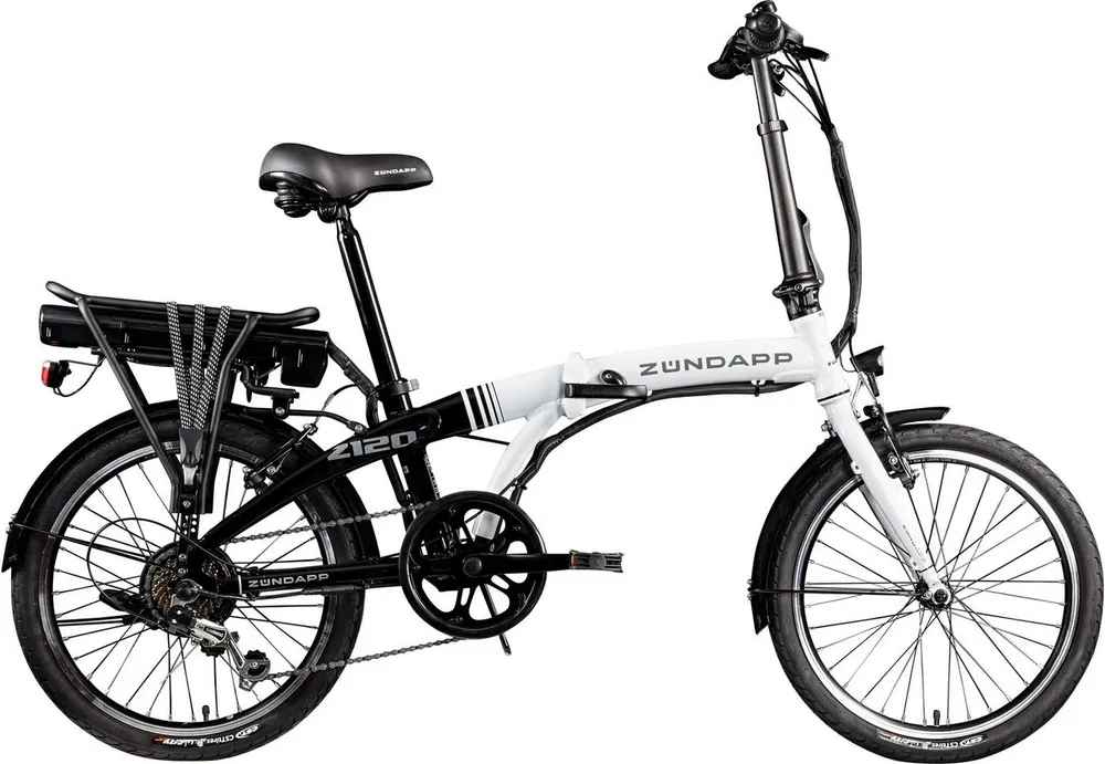 Zündapp E-Bike Klapprad Z120, 7 Gang Shimano Tourney Schaltwerk, Kettenschaltung, Heckmotor, 374,4 Wh, Pedelec, Elektrofahrrad für Damen u. Herren