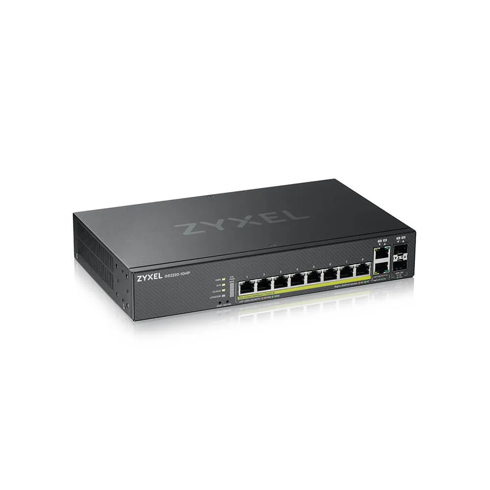 Zyxel GS2220-10HP-EU0101F Netzwerk-Switch Managed L2 Gigabit Ethernet (10/100/1000) Power over Ethernet (PoE) Schwarz