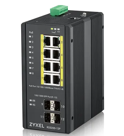 Switch Zyxel RGS200-12P 8 Gigabit Ports 4 SFP Slots PoE+ 240W Managed L2