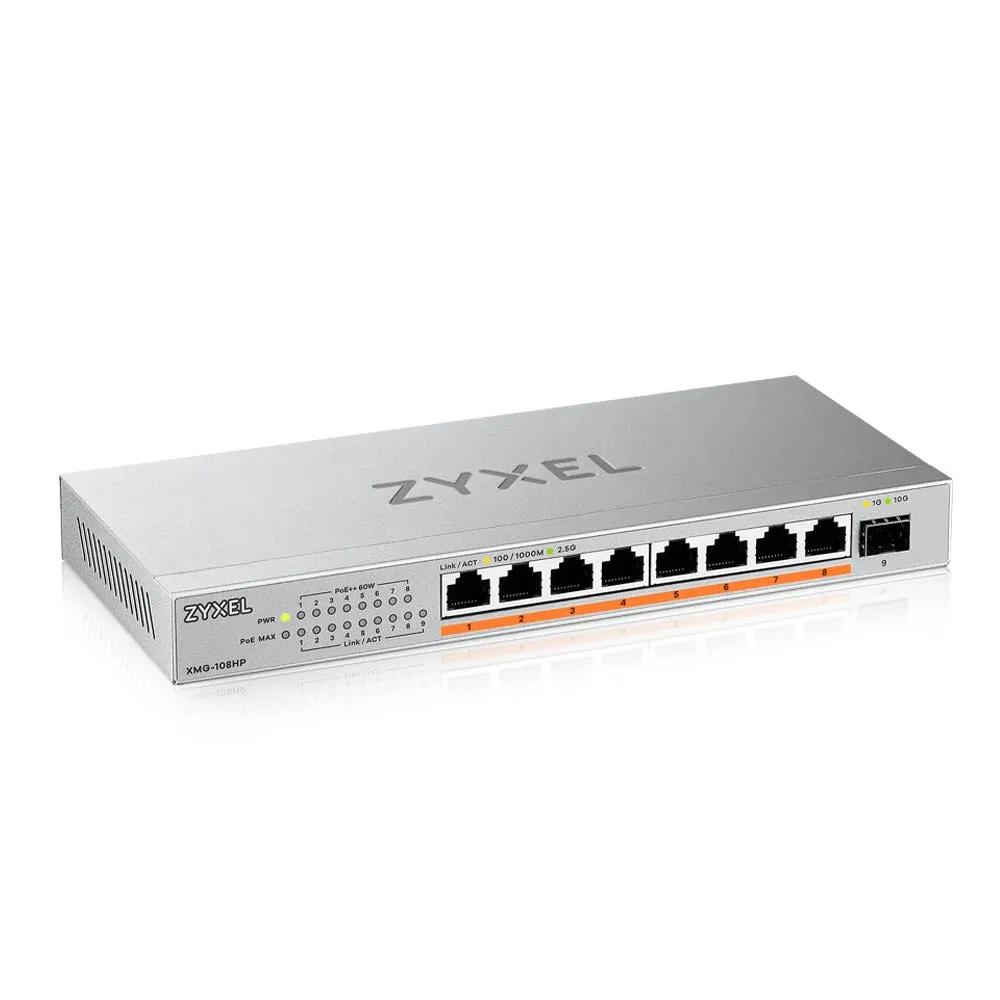 Zyxel 8-Port 2,5G RJ-45 + 1 SFP+ PoE++ 100W Unmanaged QoS Jumbo Frame Switch